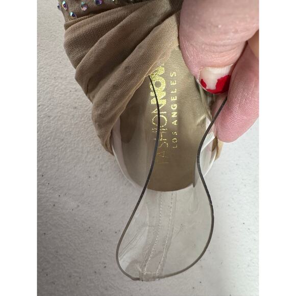 "FASHION NOVA" Kitten Toe Bling Slip On Sock Heel Sexy Sassy Runway Floor Model - Picture 10 of 11